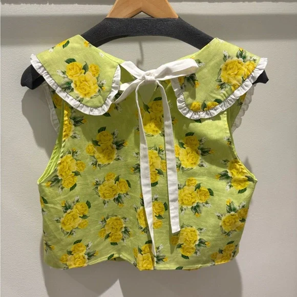 Rachel Antonoff Georgia Top in Yellow Blooms in Small - Picture 3 of 5